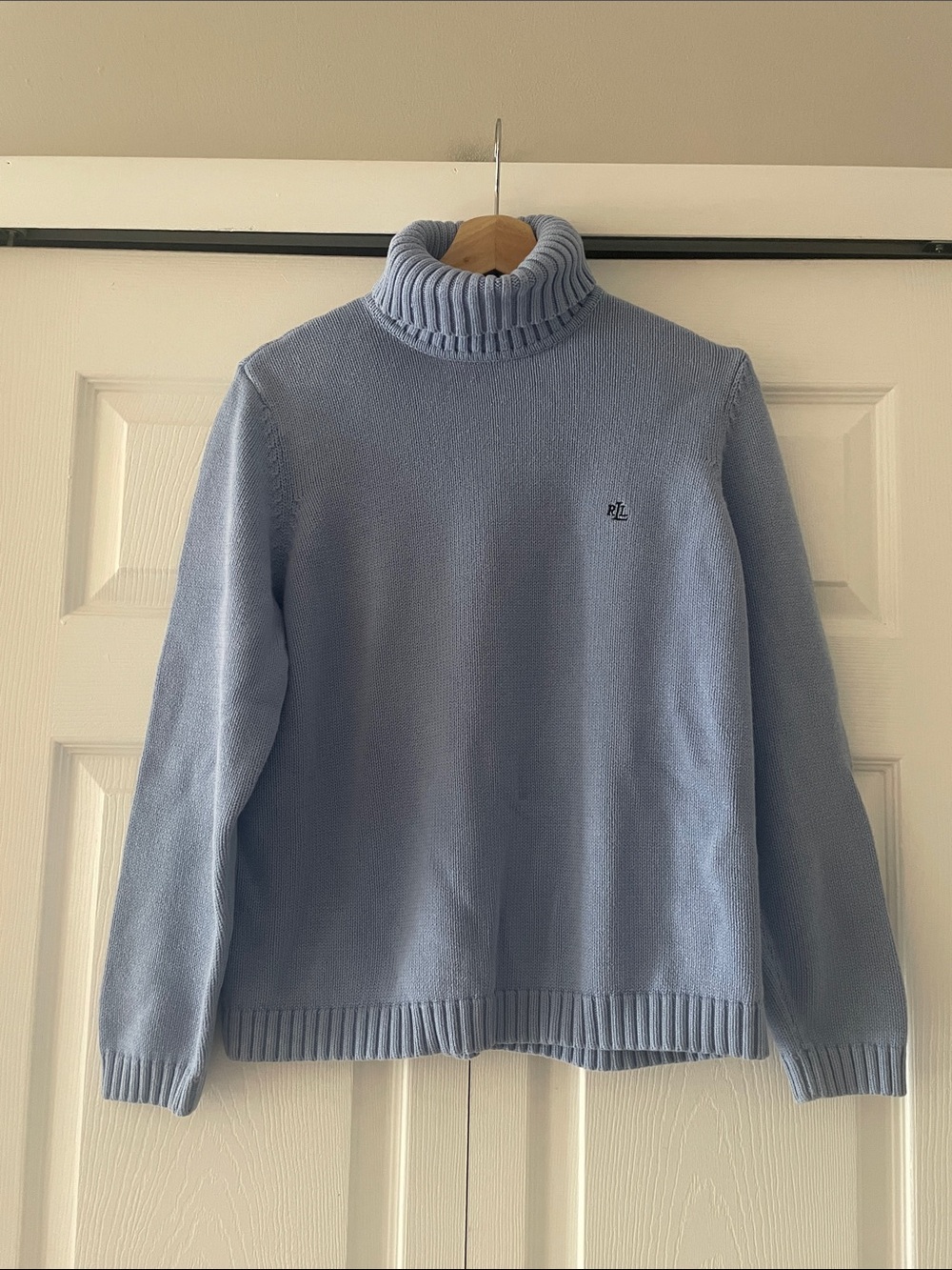 Ralph Lauren cotton Light Blue Turtleneck Sweater - Classic Knit